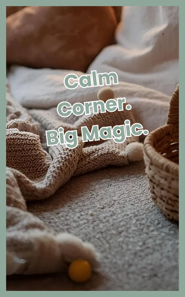 Cozy sensory-friendly calm corner with blankets, pillows, and fidgets, showing how creating a nurturing home for neurodivergent children provides comfort, safety, and support.