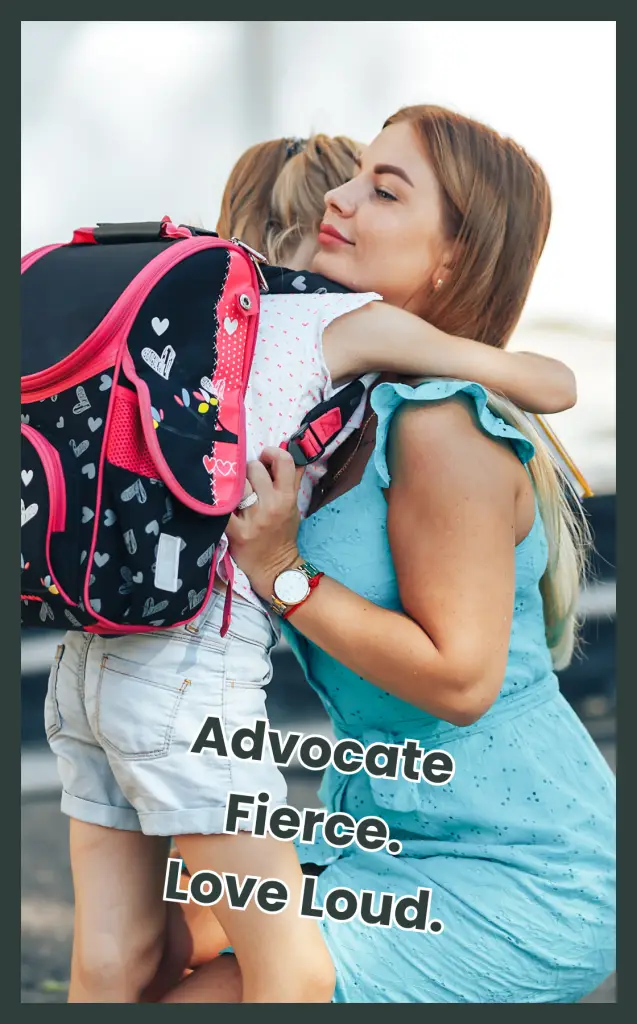 Mother hugging her child with a school backpack, symbolizing how to become an advocate for your child in education and beyond.