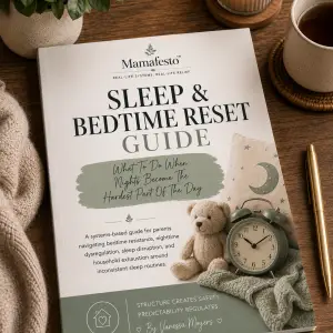 Sleep & Bedtime Reset Guide by Mamafesto — Practical systems for reducing bedtime battles, sleep instability, and evening dysregulation.